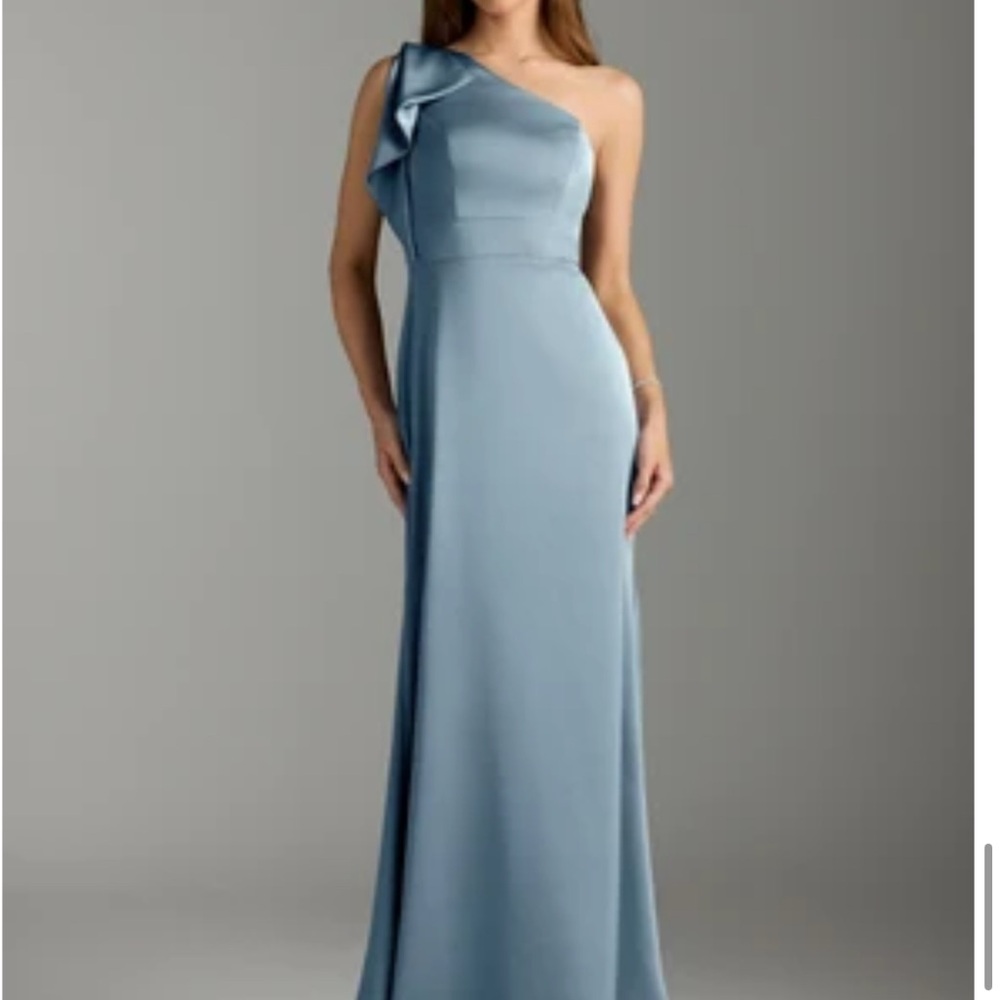 Azazie One-Shoulder Dusty Blue Dress